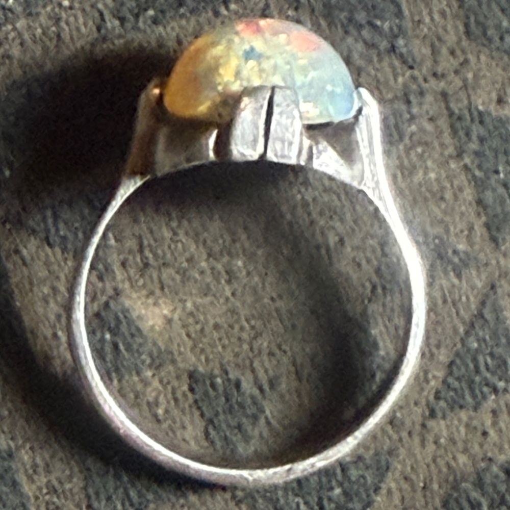 VINTAGE STERLING SILVER OPAL RING 6.5 - Picture 5 of 9